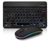 Ultra-Slim Bluetooth Keyboard and Mouse Portable Rechargeable 7-Color Backlit