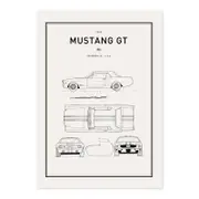Classic Car Blueprint - Ford Mustang GT A1 Poster Print