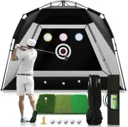 Foldable Golf Net 10X7Ft: Easy POP up Golf Hitting Net with Tri-Turf Mat - All i