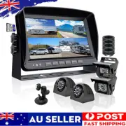 HD 7" Wired Backup Camera DVR Quad Screen Monitor Rear Front Side View System