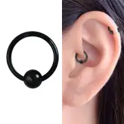 PAIR Tiny Thin 18G 1/4" BLACK STEEL CAPTIVE BEAD RING NOSE Ear TRAGUS DAITH HOOP