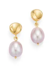 Bloomingdale's Fine Collection Cultured Freshwater Pink Pearl Drop Earrings in 14K Yellow Gold