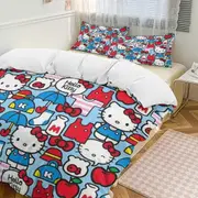 v848 Hello Kitty 3-Piece Twin Bed Set - Includes 1 Single Comforter And 2 Pillowcases Bedding - Fade Resistant Microfiber - Hello Kitty io848