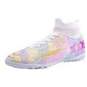 Nevenka Hightop Soccer Boots Spikes Shoes Unisex Outdoor Indoor Sneaker-2White