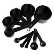 5/10pcs Plastic Measuring Cups & Spoons Kitchen Cooking Baking Tool Black Color.