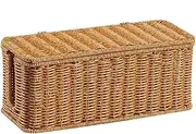 Woven Cable Management Box,Rattan Cable Tidy Box,Hand-Woven Cable Organizer Box,Cord Hider Box with Lid Charging Station Basket,Handwoven Desk Wire Organizer,Charging Basket for Home & Work Spaces