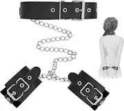 Bondage Collar with Handcuffs Harness Neck to Wrist Restraints Kit BDSM Bondage Sex Fetish Collar SM Adjustable Slave PU Faux Leather Collar Fetish Slave Sex Toy Cosplay, Couples Sex Toys