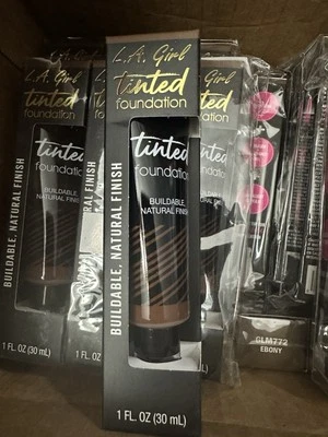 Box Of 46. L.A. Girl Tinted Foundation, Buildable Natural Finish, Glm772 Ebony,