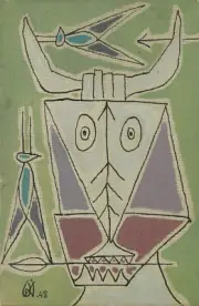 Oscar Dominguez - Bull Head (1948) Monogram Signed - 17" x 22" Fine Art Print