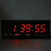 Jumbo Digital LED Wall Clock Calendar Temperature Display Red Light Large Size