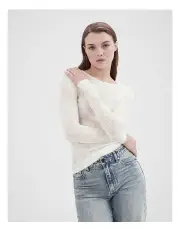[Unison] Textured Long Sleeve Tee in Beige