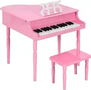 Kids Classic Wooden 30-Key Mini Grand Piano Musical Instrument W/Piano Lid, Benc