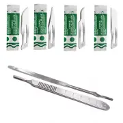 60 Carbon Steel Blades #10 #11 #15 #16 with Surgical Scalpel Handle #3 & #7