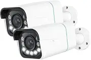 Smart 4K 8MP PoE Security Camera 5X Zoom 2-Way Audio IP Cam Person/Vehicle Detection Spotlight Surveillance Cameras(2Pcs Cam)