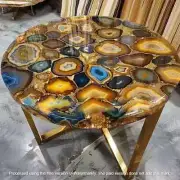 Natural Wild Agate Luxury Coffee Table, Center Geode Agate Living Room Furniture