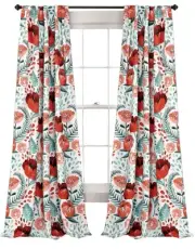 Poppy Garden Curtains Light Filtering Window Set for Living, Dining, Bedroom,...