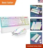 K10 Wired Gaming Keyboard and Mouse and Wrist Rest Combo, RGB Backlit, Mechan...