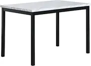 Roundhill Furniture Noyes Metal Dining Table with Laminated Faux Marble Top, 28.50 x 45.00 x 30.00 Inches, Off-White