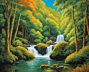 Australia Collection PD (97) - Mossman Gorge, QLD - Van-Go Paint-by-Number 40x50cm DIY Frame