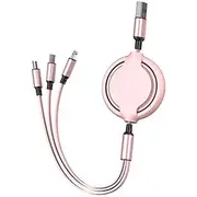3-In-1 Multi-Head Retractable USB Fast Charging Cable USB A to Lightning / micro / USB C Multi Charging Cable For IPhone Andriod Phone Cable Expansion