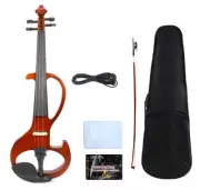4 String Silent Violin 4/4 Electric Violin Solid wood Dark Red Free Case Bow