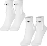 [SKYLAR] 2 Pairs of Holding Hands Socks with Magnetic Hands Bundle, Soft Premium Cotton