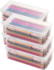6 Pcs Plastic Large Capacity Pencil Box, Storage Organizer Container