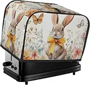 Flower Rabbit Print 2 Slice Toaster Cover Fingerprint Bread Maker Protectors,Kitchen Small Appliance Dust Cover