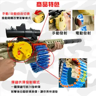 玩具槍 電動+手動 M416 連發軟彈槍(24發彈鏈) 電動玩具步槍 軟彈槍 水彈槍 生存遊戲 (5.7折)