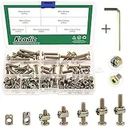 Keadic 100Pcs M6 Bolts Nuts Assortment Kit, Zinc Plated Hex Socket Head Cap Screws Bolts with M Barrel Nuts for Furniture Cots Beds Crib, 1 Hex Key for Free - 15/20/25/30/35mm