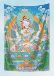 photo art Vasudhara Goddess of Good Luck and Knowledge Tibetan Thangka tapestry