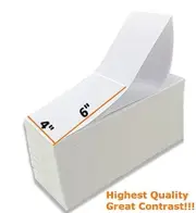 8000 Fanfold 4" x 6" Direct Thermal Labels Shipping Zebra Eltron 2844 ZP 450 505