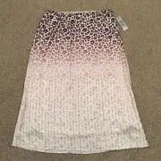WDNY Skirt Medium Midi Unlined Pull On Purple Animal Print New