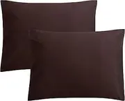 FLXXIE 2 Pack Microfiber Standard Pillow Cases, 1800 Super Soft Pillowcases with Envelope Closure, Wrinkle, Fade and Stain Resistant Pillow Covers, 20x26, Dark Brown