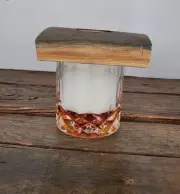 Oak Barrel Stave Cocktail Smoker Refillable Butane Torch 2 oz Wood Chips Dark