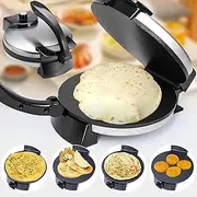 Electric Roti Maker, 10 inch Non Stick Chapati Maker, 1200W Stainless Steel Roti Press Tortilla Maker, Anti-scalding Handle and Indicator Lights, Anti-Scalding Handle & Indicator Lights Fast Heating