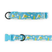 Top Paw Banana Adjustable Dog Collar Size Large Blue Yellow D-Ring Fashion