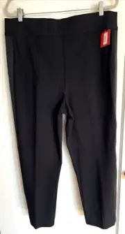 SPANX Perfect Black Ponte Straight Pants w/Satin Tuxedo Stripe Size XXL 2XL