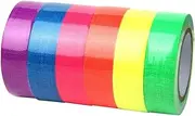Operitacx Blacklight Neon Fluorescent Tape Glow in Dark for Parties Events 6 Rolls