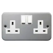 Metal Clad 2 Gang Switch Socket Double Pole