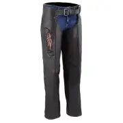Milwaukee Leather Women's Chaps W/ Wing Embroidery And Rivet Detailing **ML1179