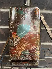 NWT PATRICIA NASH Pertina Frame Crossbody Pheasant Organizer Wallet bronze multi