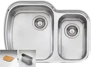 Oliveri Monet 1 and 1/2 Left Hand Large Bowl Undermount Sink, Stainless Steel