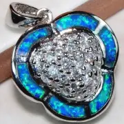 Australian Opal Inlay & Topaz 925 Solid Sterling Silver Pendant OP2