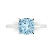 2.5 ct Cushion Cut Gemstone Solitaire Promise Ring White Gold, Anniversary Gift