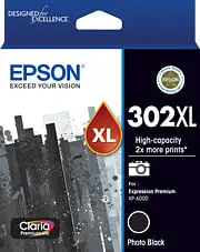 Epson 302XL - High Capacity Claria Premium - Photo Black Ink Cartridge [C13T01Y192]