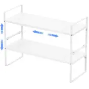 ARCCI Expandable Cabinet Shelf Organizers 2 Pack Stackable Metal Pantry Stora...