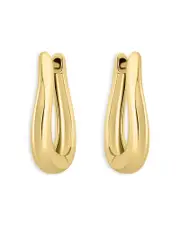 Aqua Curvy Huggie 18K Yellow Gold Plated Sterling Silver Hoop Earrings, 0.6L - Exclusive