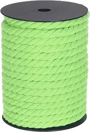 sourcing map Cotton Rope 3 Strand Twisted Braided Rope Cord, Fruit Green 23m/25 Yard 10mm Dia for Wall Hanging, Plant Hanger, Knitting, Macrame Knotting