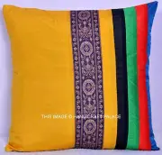 Silk Cushion Cover Hippie Patchwork Sofa Pillow Home Decor Indian Throw Art 16"
